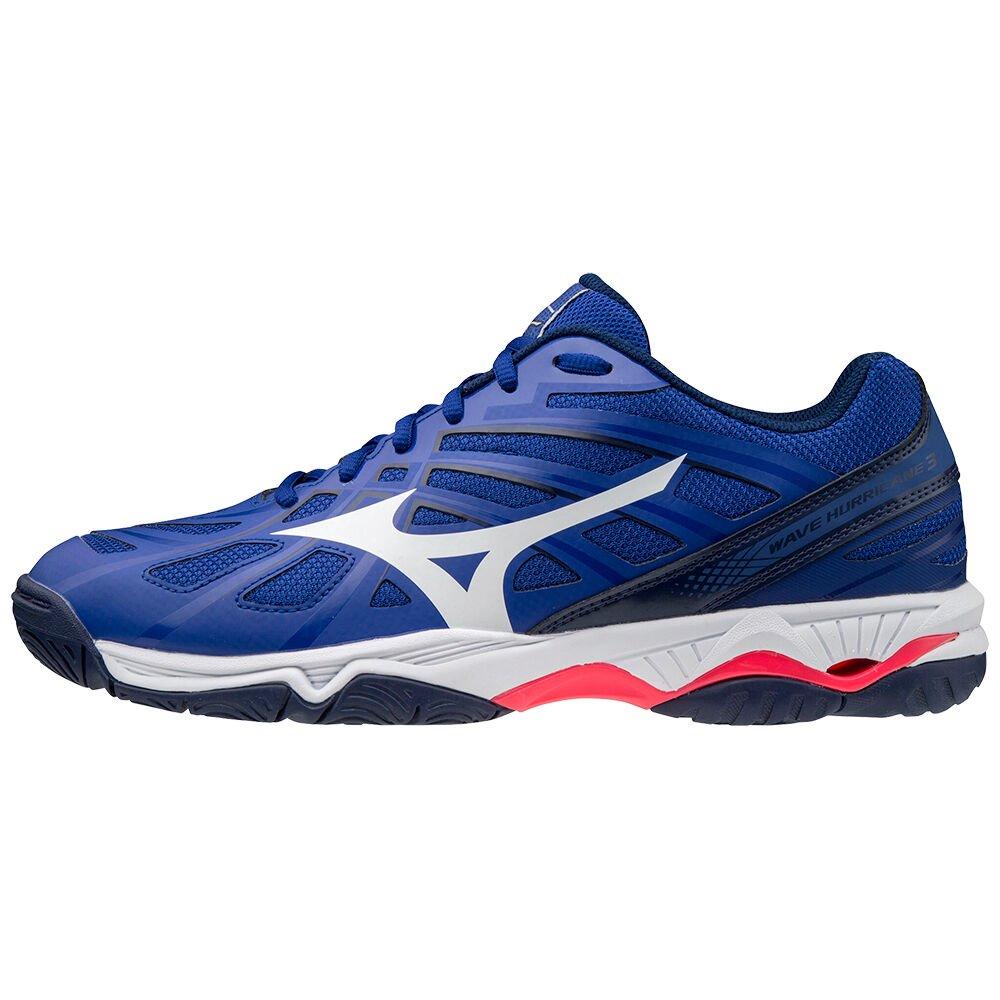 Mizuno Men's Volleyball Shoes Blue/White/Pink Wave Hurricane 3 Shoes - V1GA174020